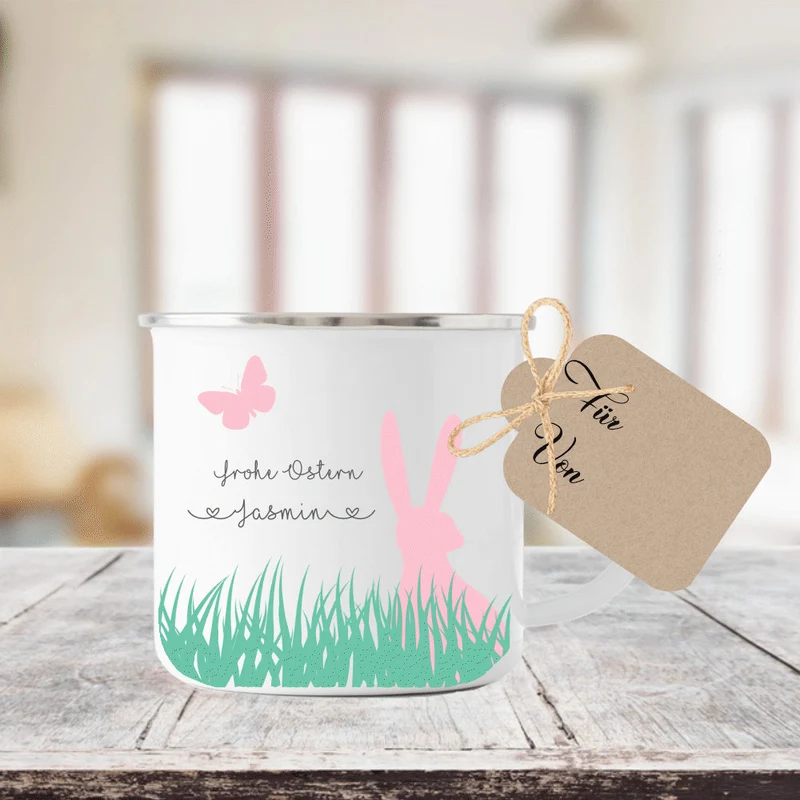 Personalisierte Tasse "Frohe Ostern" mit dem Namen | Originelle Geschenkidee zum Osterfest | Perfektes DIY Geschenk zum selber Gestalten | 3 Motivvarianten zur Auswahl