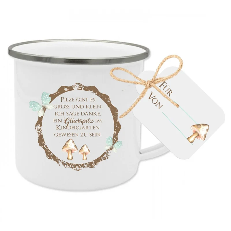 Tasse "Glückspilz" mit Spruch | Besondere Geschenkidee für die Erzieherin zum Abschied | Originelles Geschenk für Kindergärtnerinnen