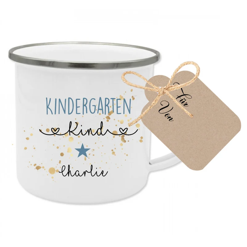 Tasse "Kindergartenkind" | Originelles Geschenk für Kinder, die in die Kita kommen | inkl. Geschenkanhänger | 2 Farbvarianten zur Auswahl