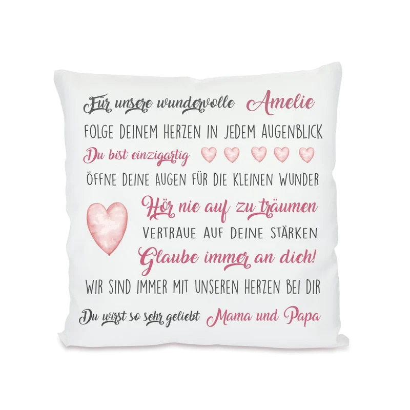 Kissen mit tollen Wünschen | Personalisiertes Geschenk u. persönliche Geschenkidee für Jungen, Mädchen u. Teenager | Perfektes Geschenk zur Prüfung, Jugendweihe uvm. | 4 Varianten zur Auswahl