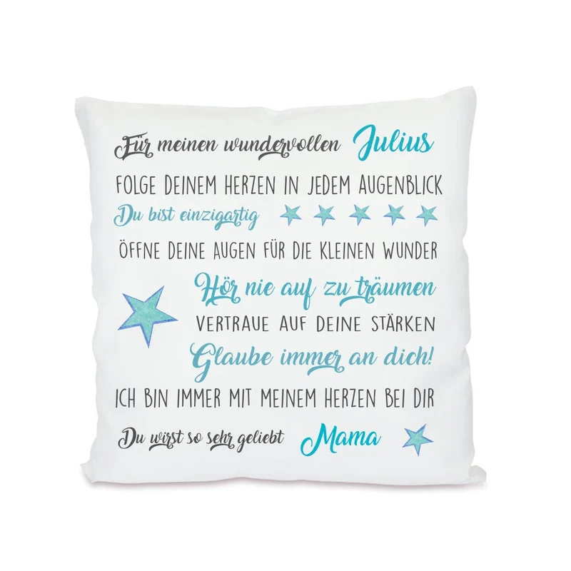 Kissen mit tollen Wünschen | Personalisiertes Geschenk u. persönliche Geschenkidee für Jungen, Mädchen u. Teenager | Perfektes Geschenk zur Prüfung, Jugendweihe uvm. | 4 Varianten zur Auswahl