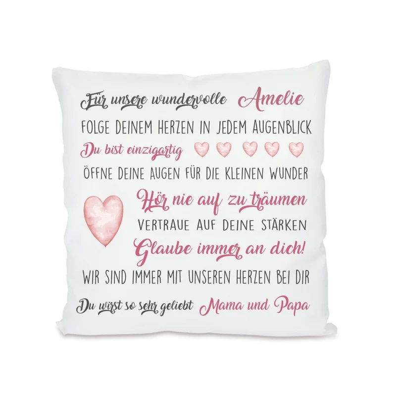 Kissen mit wundervollen Wünschen | Persönliches Geschenk u. personalisierte Geschenkidee für Mädchen, Jungen u. Teenager | Perfektes Geschenk zur Jugendweihe, Prüfung uvm. | 4 Varianten zur Auswahl