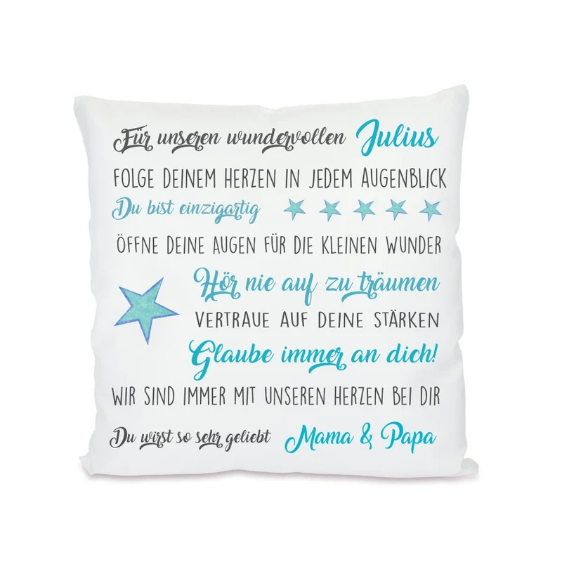 Kissen mit wundervollen Wünschen | Persönliches Geschenk u. personalisierte Geschenkidee für Mädchen, Jungen u. Teenager | Perfektes Geschenk zur Jugendweihe, Prüfung uvm. | 4 Varianten zur Auswahl