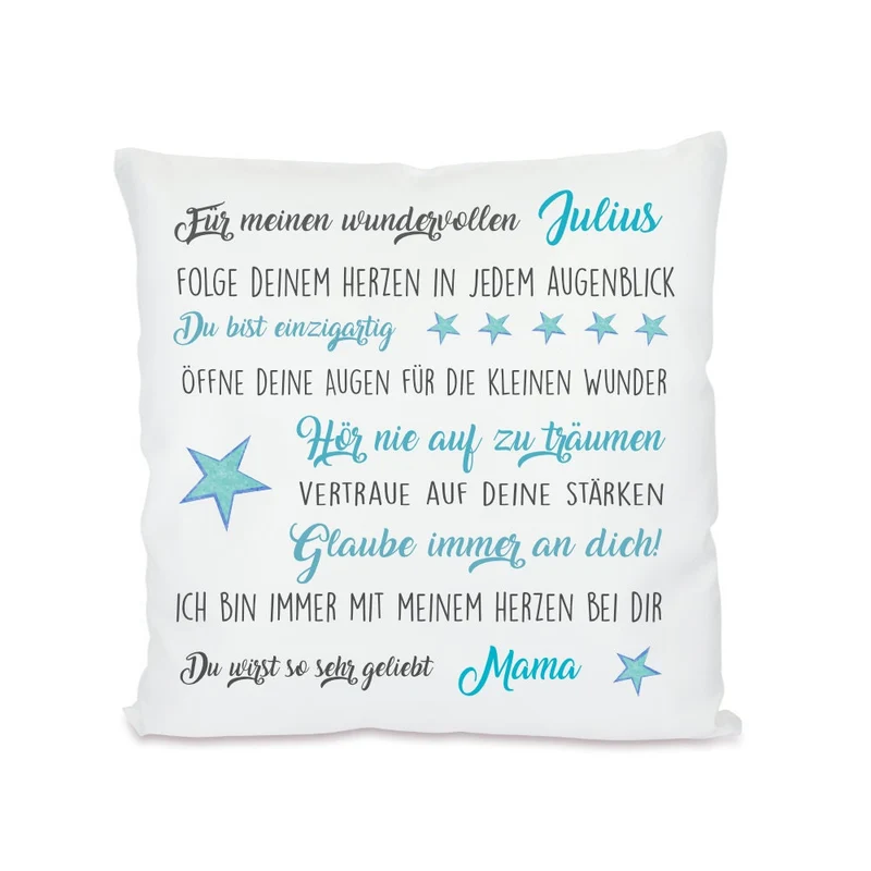 Kissen mit wundervollen Wünschen | Persönliches Geschenk u. personalisierte Geschenkidee für Mädchen, Jungen u. Teenager | Perfektes Geschenk zur Jugendweihe, Prüfung uvm. | 4 Varianten zur Auswahl