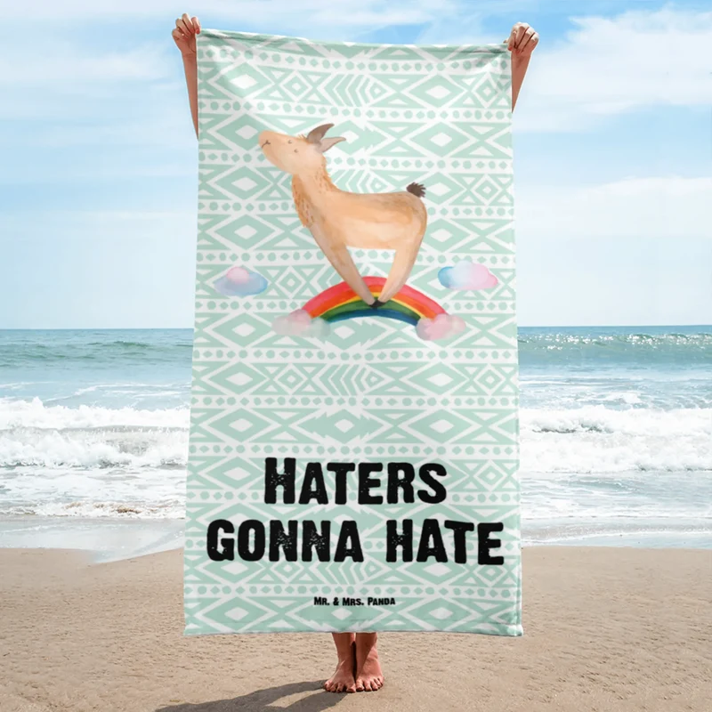 XL Badehandtuch Lama Regenbogen