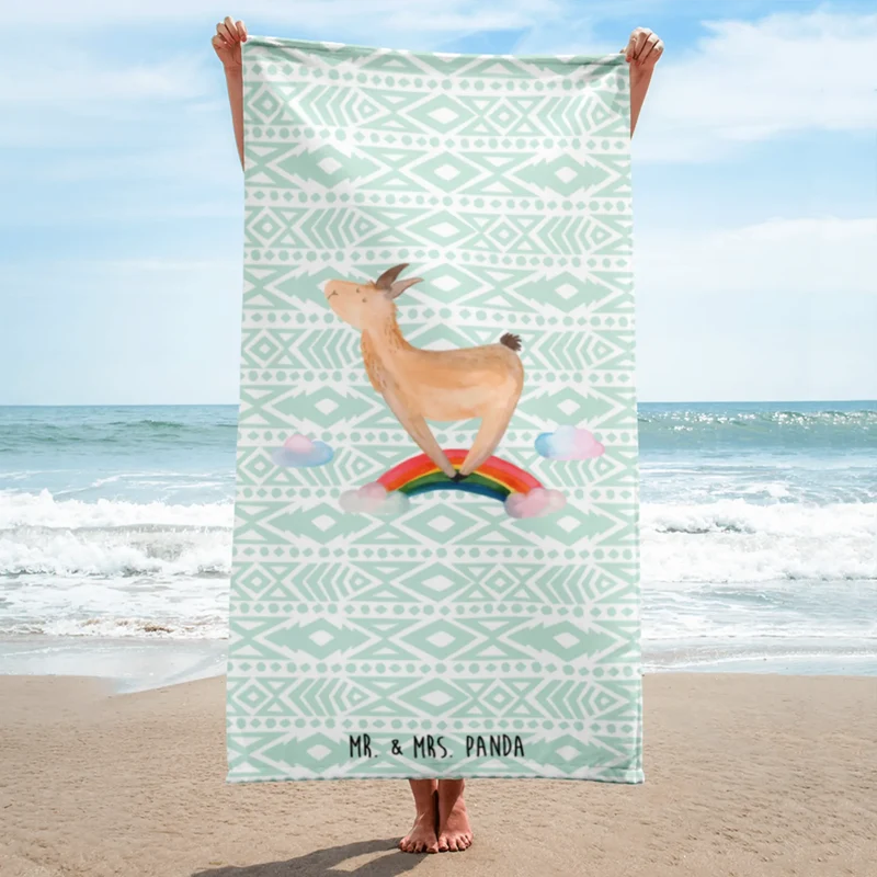 XL Badehandtuch Lama Regenbogen