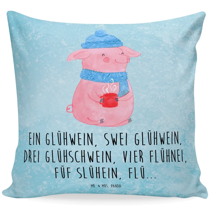 40x40 Kissen Schweinchen Glühwein