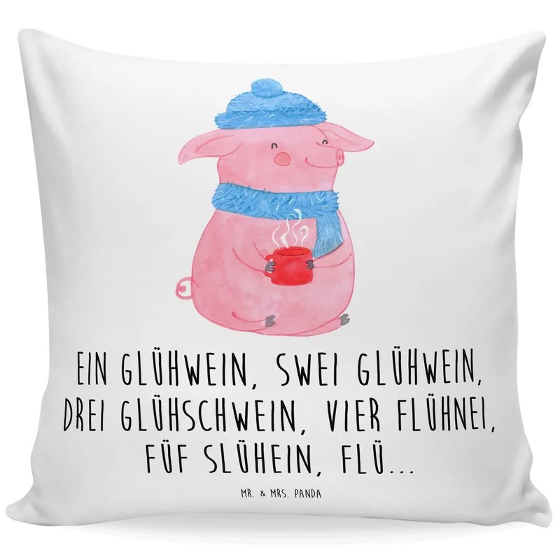 40x40 Kissen Schweinchen Glühwein
