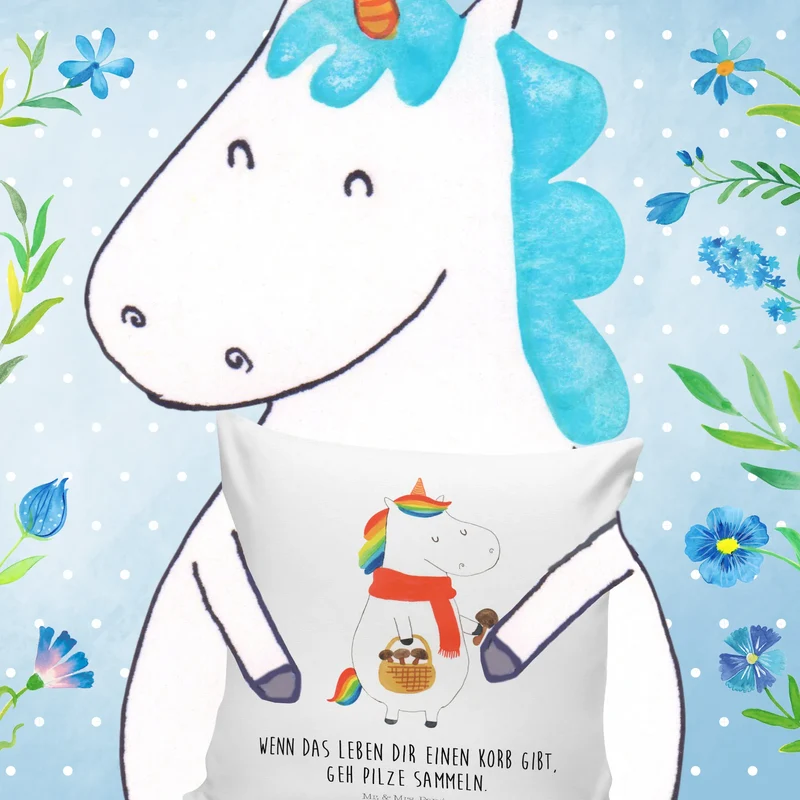 40x40 Kissen Einhorn Pilz