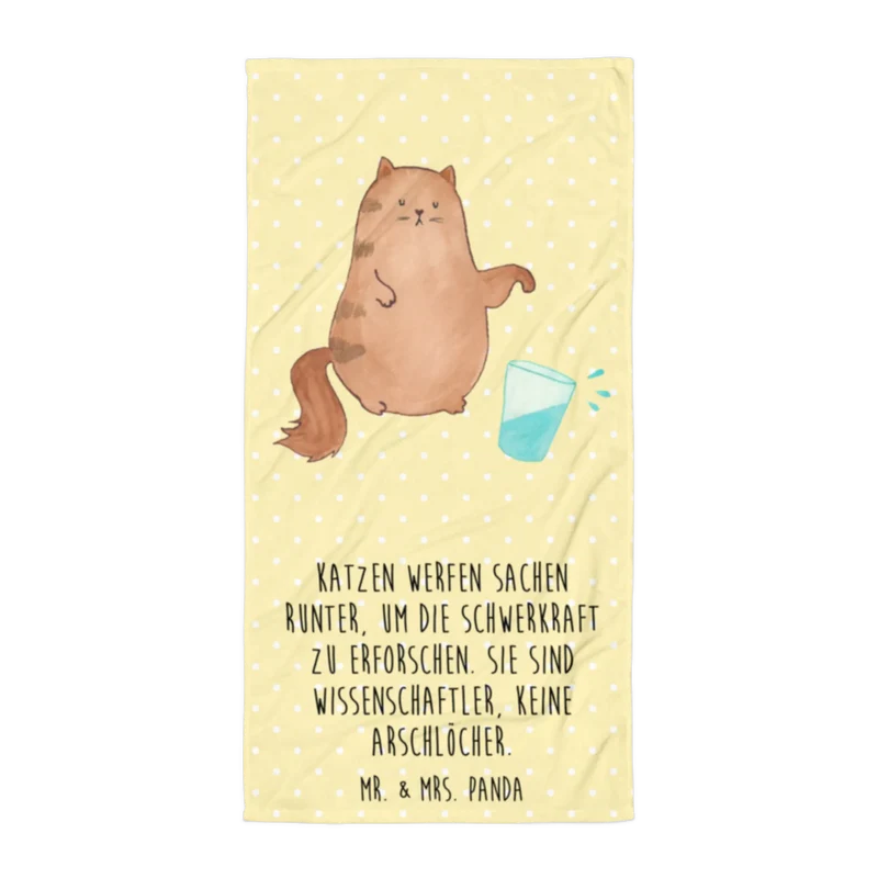 XL Badehandtuch Katze Wasserglas