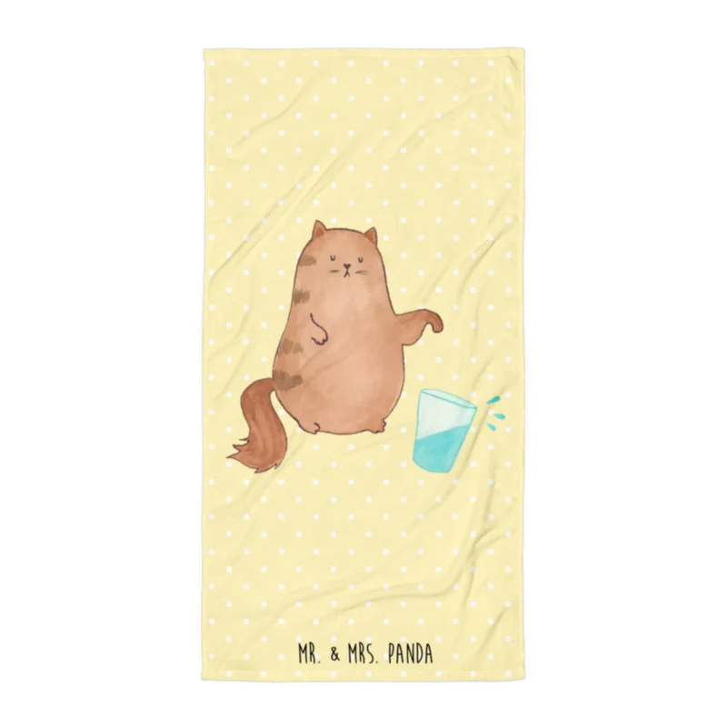 XL Badehandtuch Katze Wasserglas