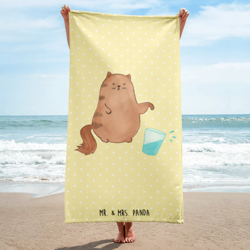 XL Badehandtuch Katze Wasserglas