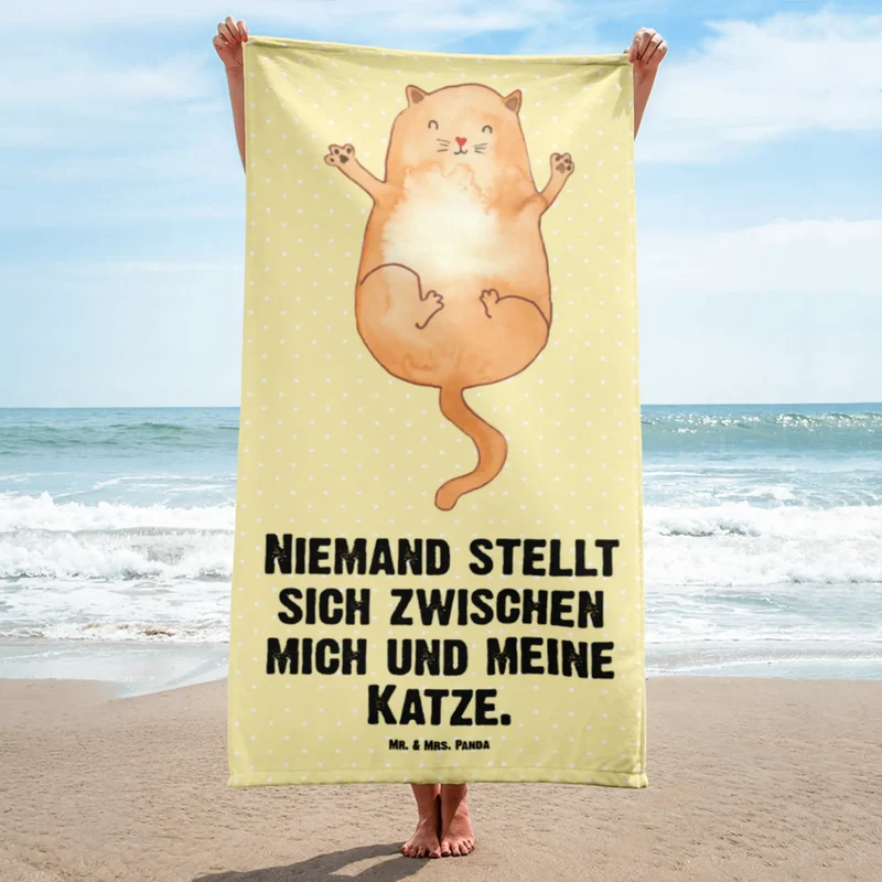 XL Badehandtuch Katze Umarmen