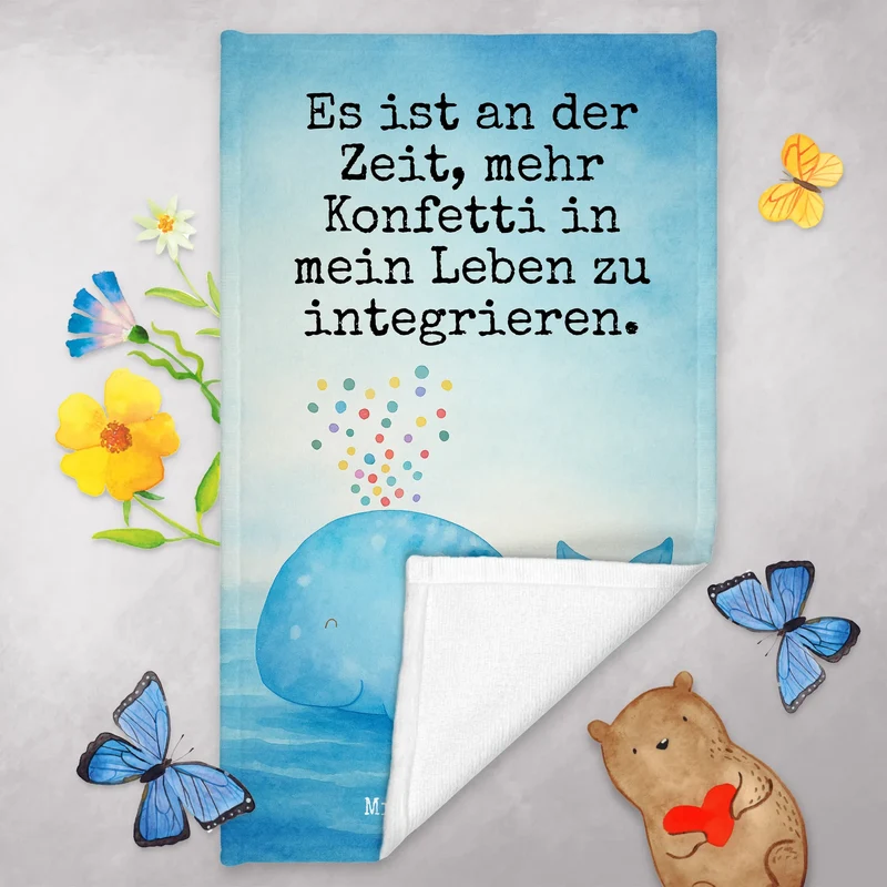 Gästehandtuch Wal Konfetti Design