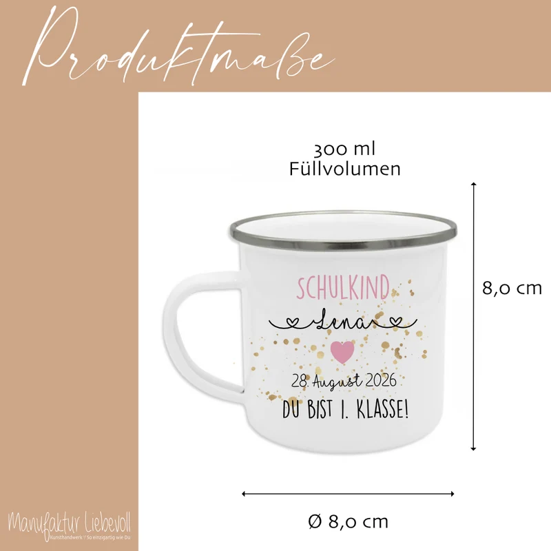 Personalisierte Tasse für das Schulkind | Geschenk für Jungen und Mädchen mit Namen und Datum | 2 Farbvarianten zur Auswahl