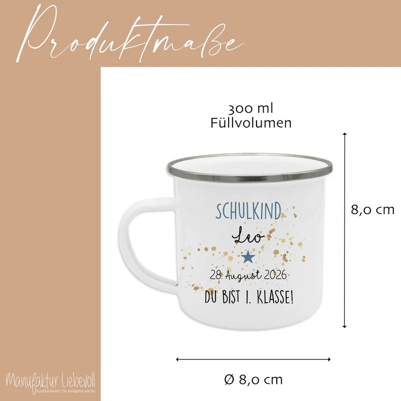 Personalisierte Tasse zur Einschulung | Geschenkidee mit Namen und Datum | 2 Farbvarianten zur Auswahl