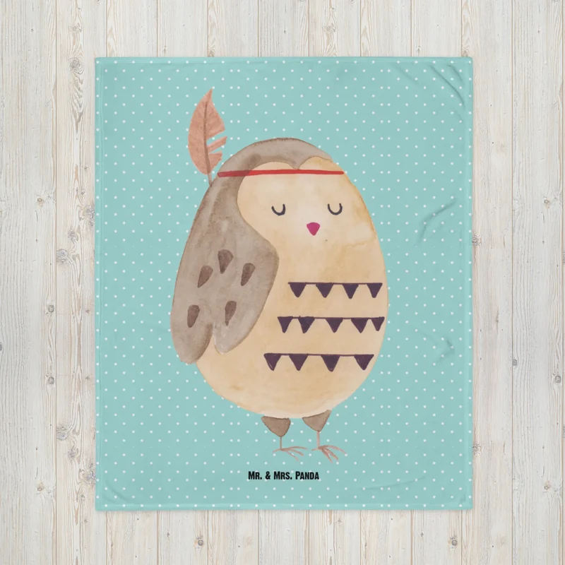 Babydecke Eule Federschmuck