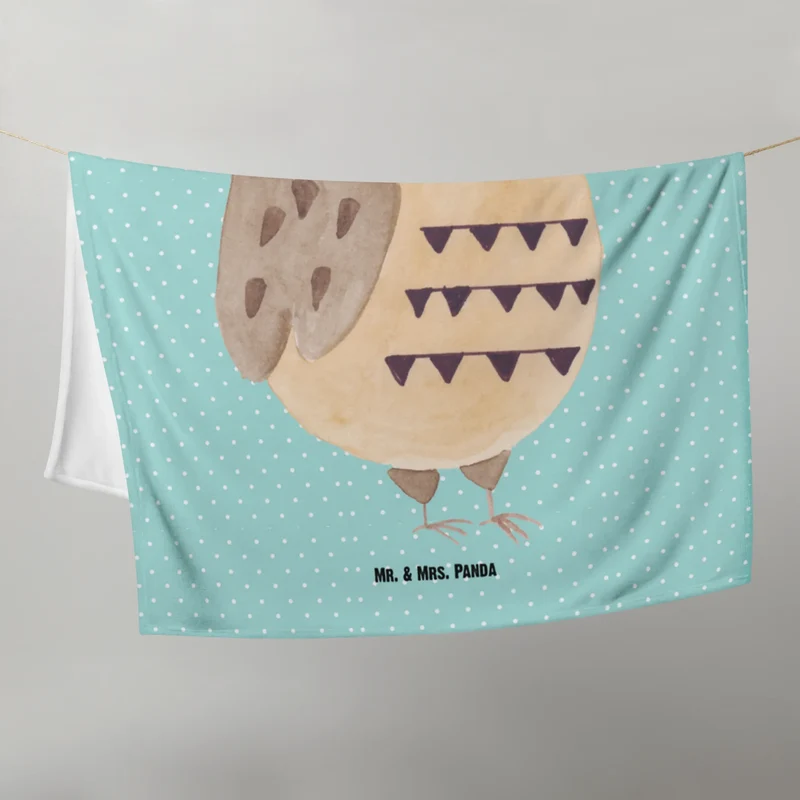 Babydecke Eule Federschmuck