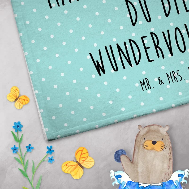 Gästehandtuch Bären mit Blumenkranz