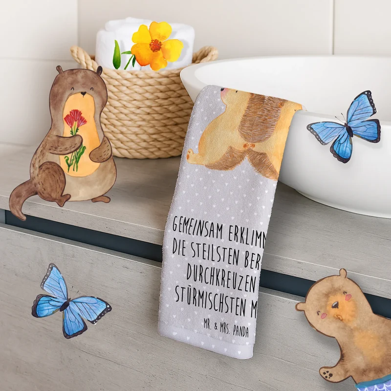Gästehandtuch Igel händchenhaltend