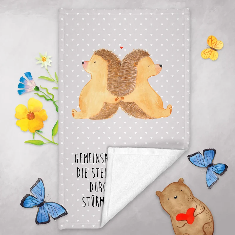 Gästehandtuch Igel händchenhaltend