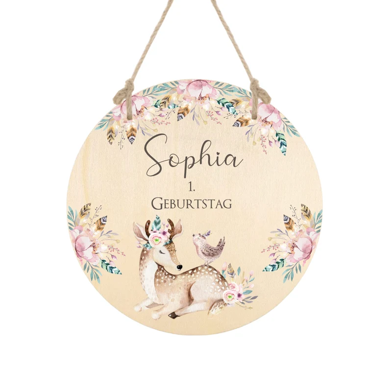 Personalisiertes Holzschild | Geburtstagsgeschenk für Mädchen | Kreatives Geschenk zum Geburtstag für Kinder | 2 Motivvarianten zur Auswahl