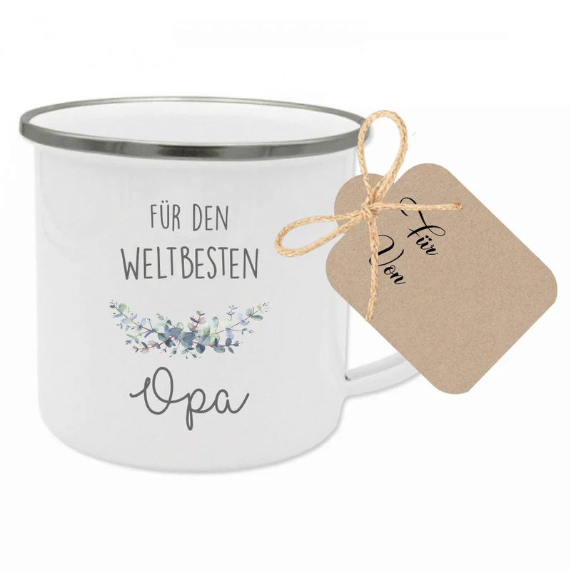 Tasse "Für die beste Oma" | Kreative Geschenkidee für Großmütter | inkl. Geschenkanhänger zum Beschriften | 2 Motivvarianten zur Auswahl