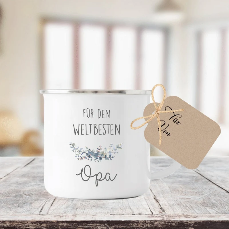 Tasse "Für die beste Oma" | Kreative Geschenkidee für Großmütter | inkl. Geschenkanhänger zum Beschriften | 2 Motivvarianten zur Auswahl