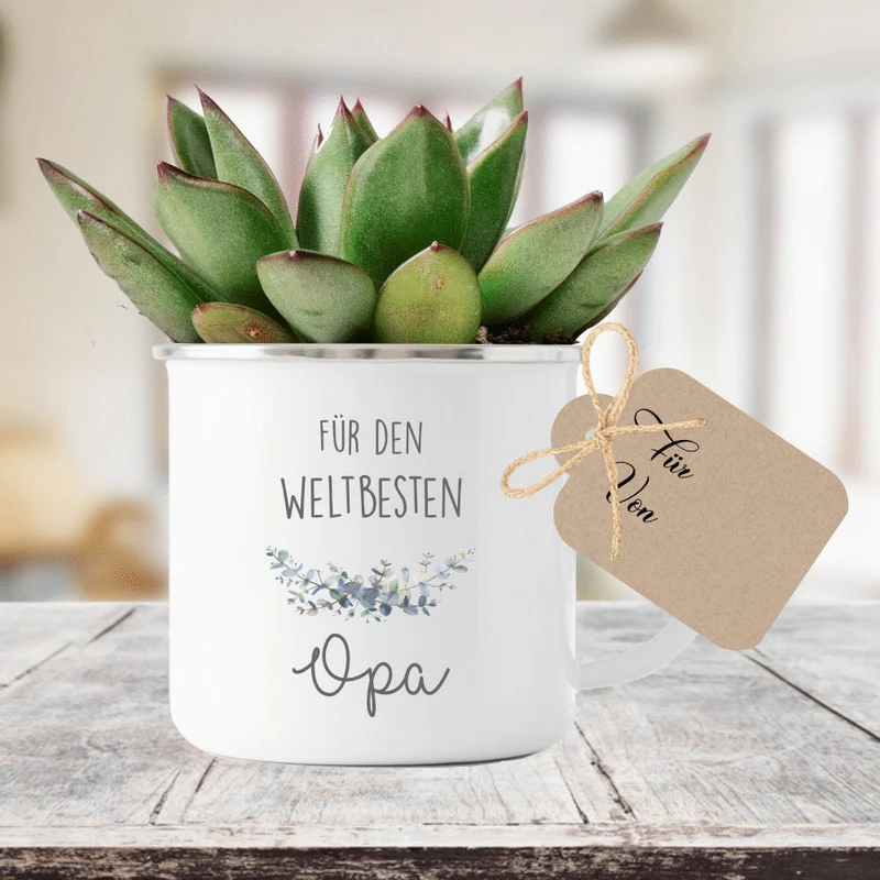 Tasse "Für den Weltbesten Opa" | Originelle Geschenkidee für Großväter | inkl. Geschenkanhänger zum Beschriften | 2 Motivvarianten zur Auswahl
