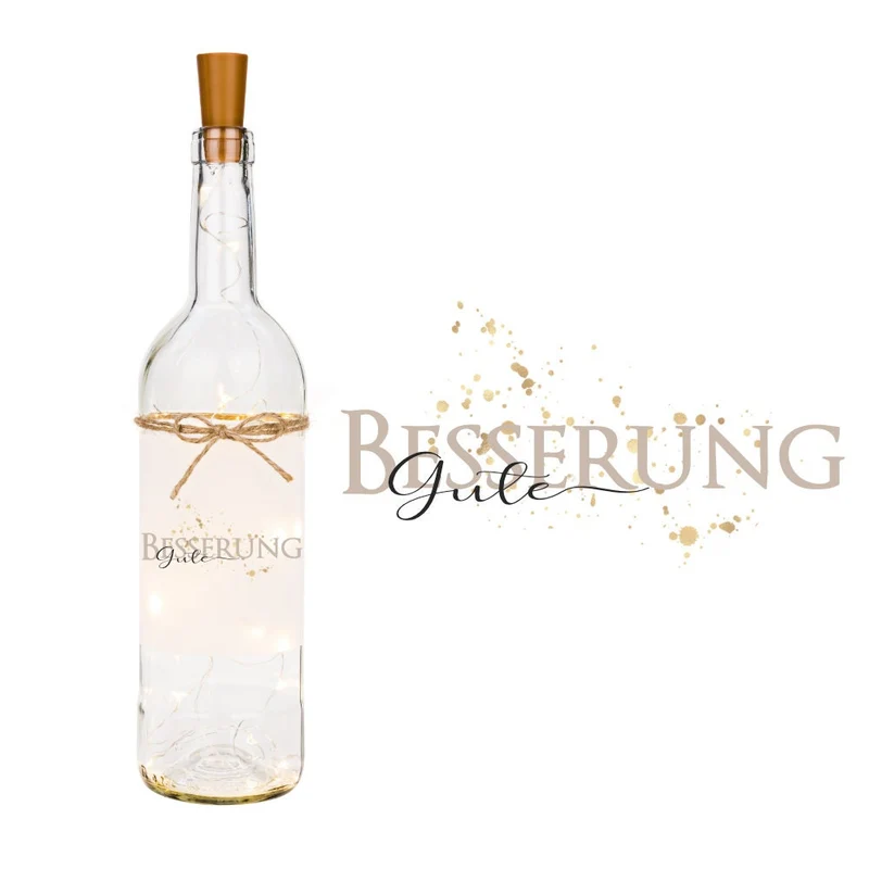 Flaschenlicht "Gute Besserung" | Persönliches Genesungsgeschenk | 6 Motivvarianten zur Auswahl