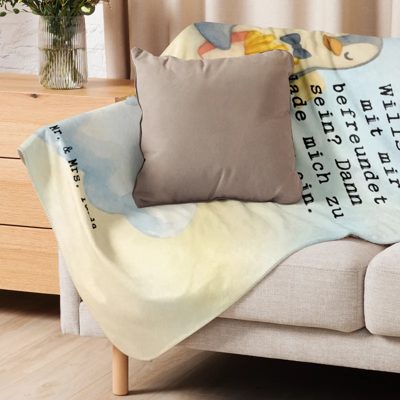 Sherpa Kuscheldecke Pinguin Engel Pommes Design