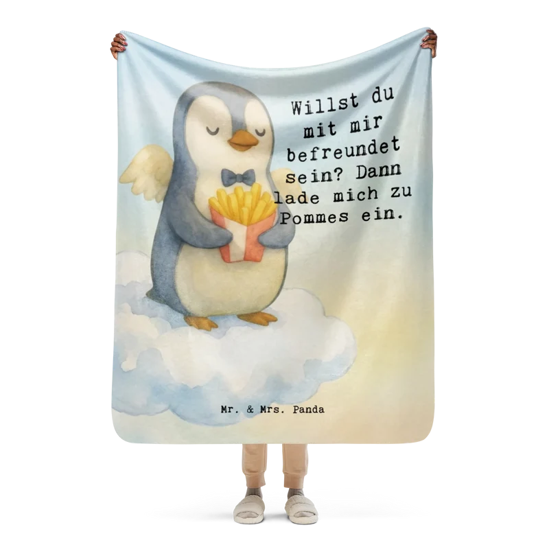 Sherpa Kuscheldecke Pinguin Engel Pommes Design