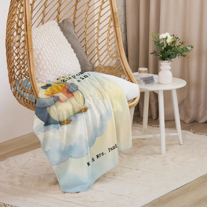 Sherpa Kuscheldecke Pinguin Engel Pommes Design