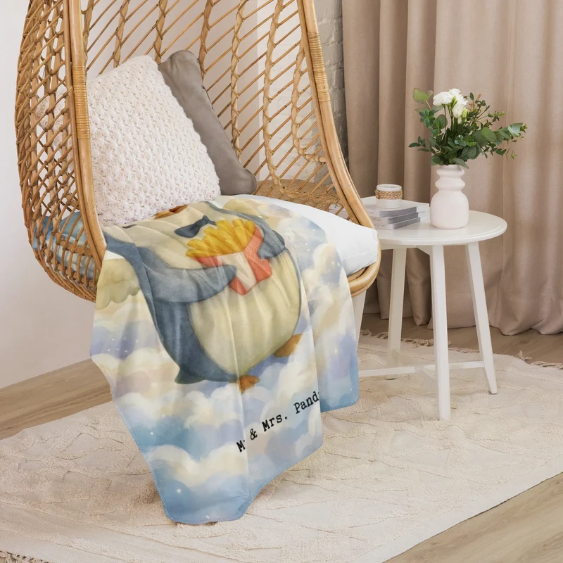 Sherpa Kuscheldecke Pinguin Engel Pommes Design