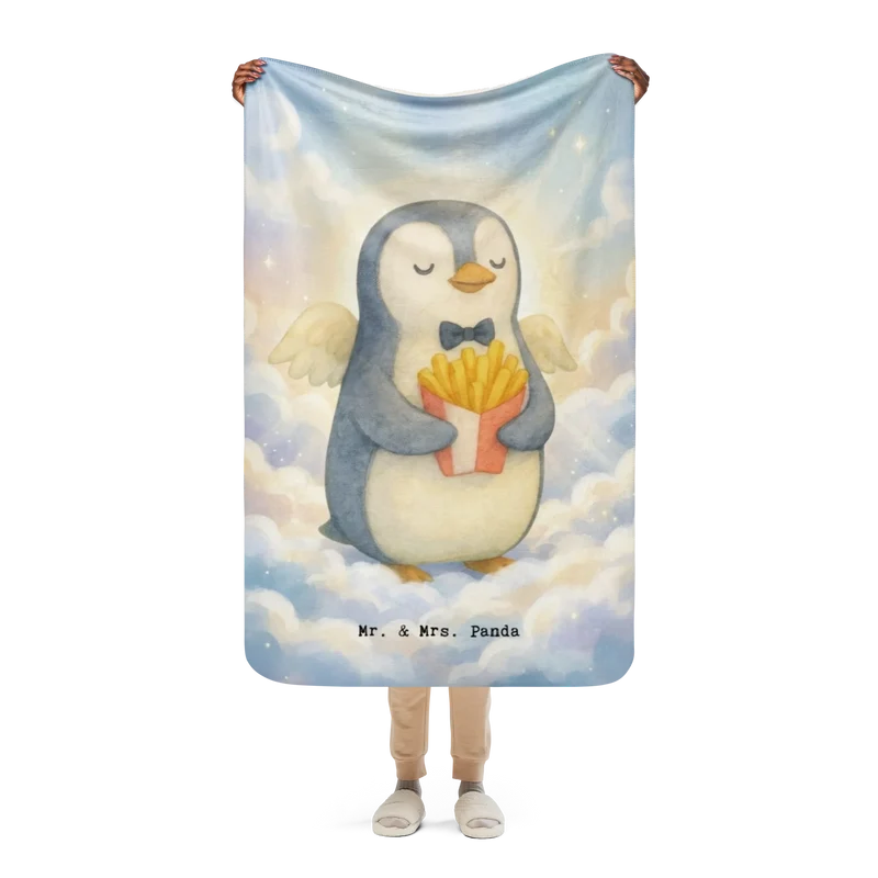 Sherpa Kuscheldecke Pinguin Engel Pommes Design