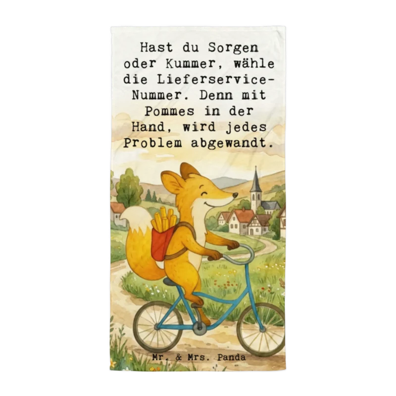 XL Badehandtuch Fuchs Lieferung Pommes Design