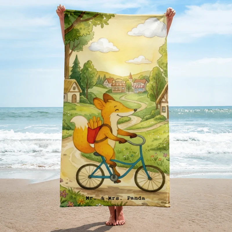 XL Badehandtuch Fuchs Lieferung Pommes Design