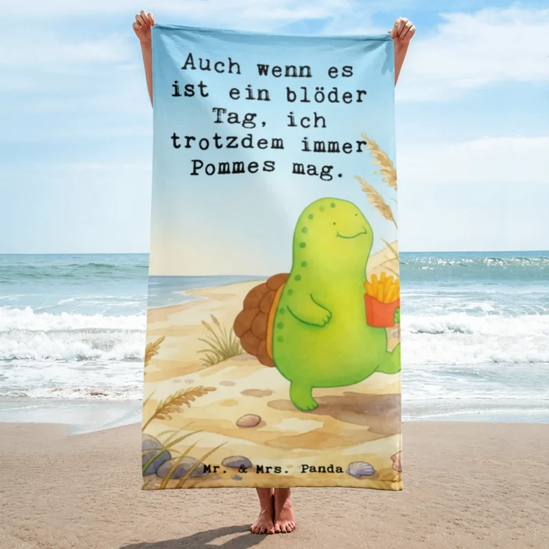 XL Badehandtuch Schildkröte Pommes Design