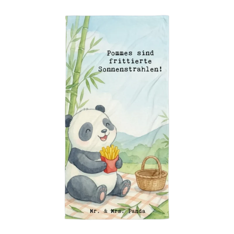 XL Badehandtuch Panda beflügelt Pommes Design