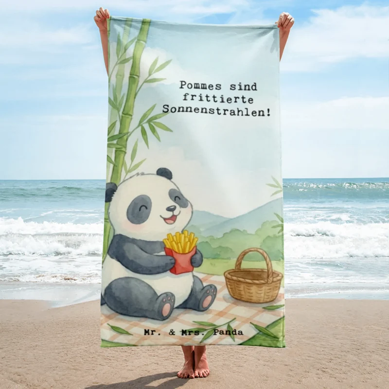 XL Badehandtuch Panda beflügelt Pommes Design