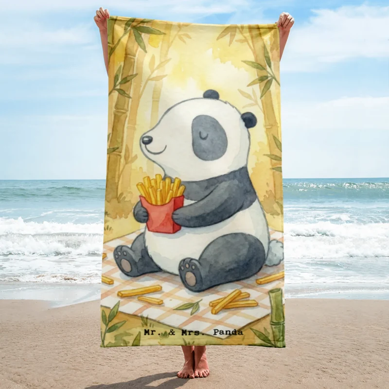 XL Badehandtuch Panda beflügelt Pommes Design