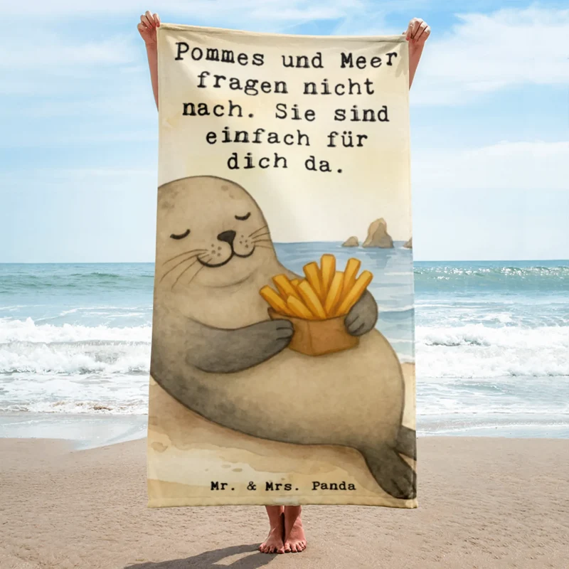 XL Badehandtuch Robbe Pommes Design