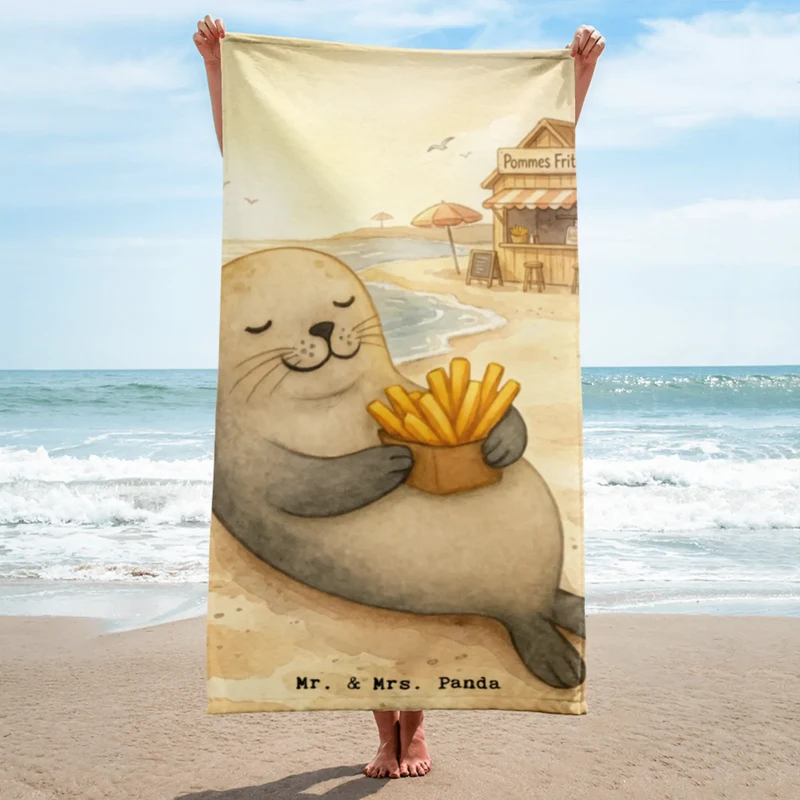 XL Badehandtuch Robbe Pommes Design