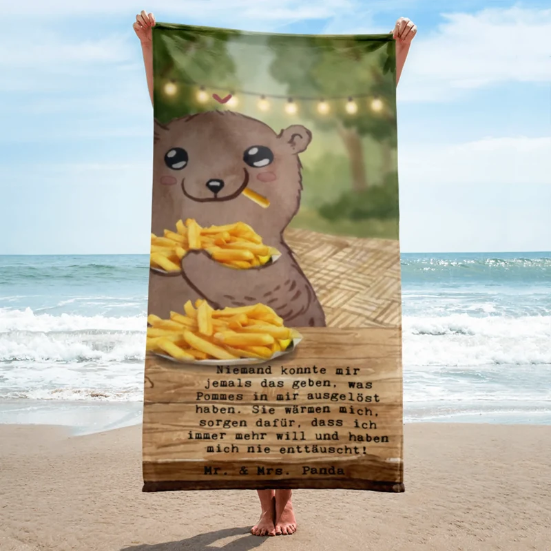 XL Badehandtuch Bär Pommes verliebt Design