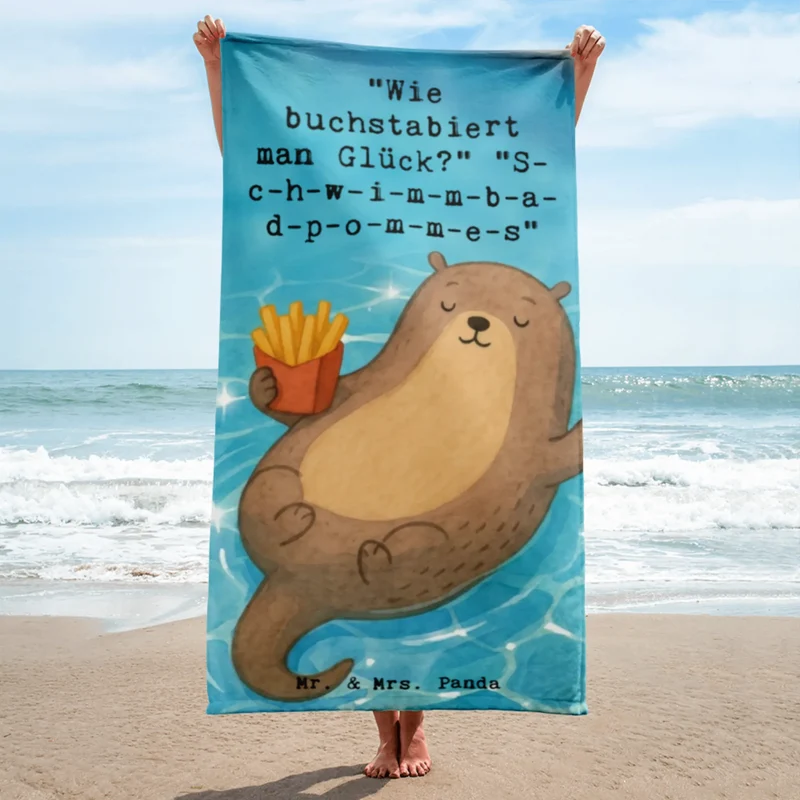 XL Badehandtuch Otter Schwimmbad Pommes Design