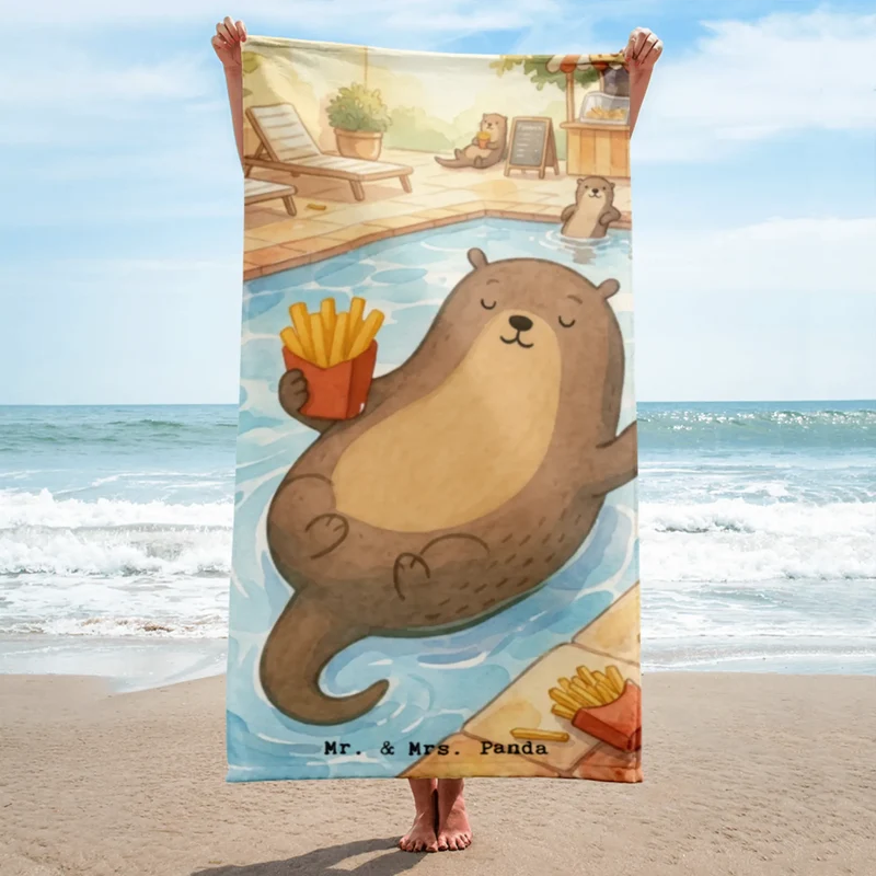 XL Badehandtuch Otter Schwimmbad Pommes Design