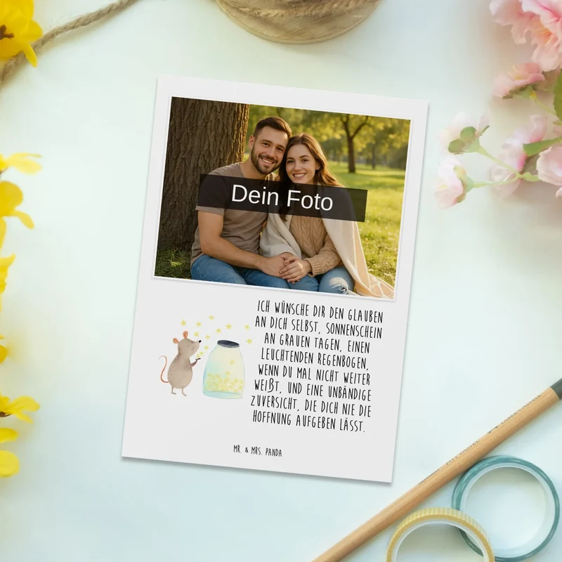 Personalisierte Foto Postkarte Maus Sterne