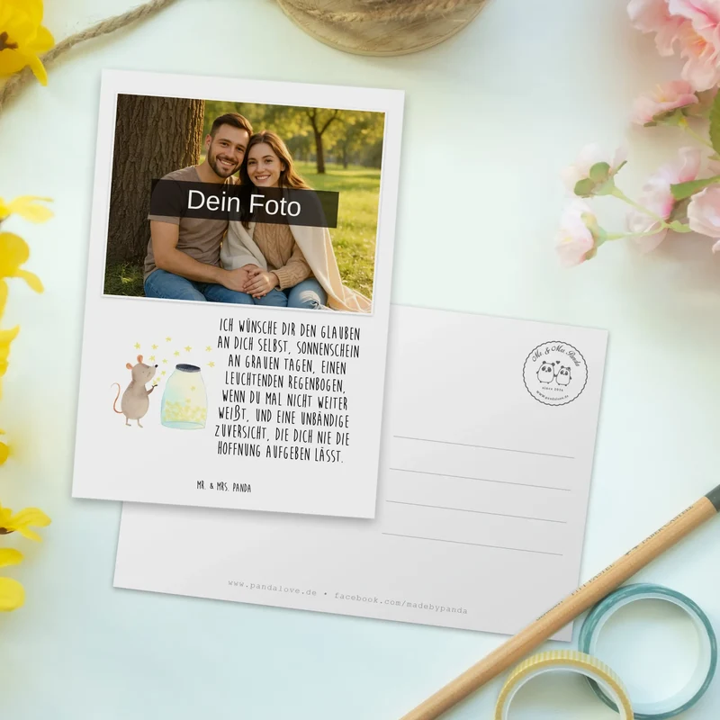 Personalisierte Foto Postkarte Maus Sterne