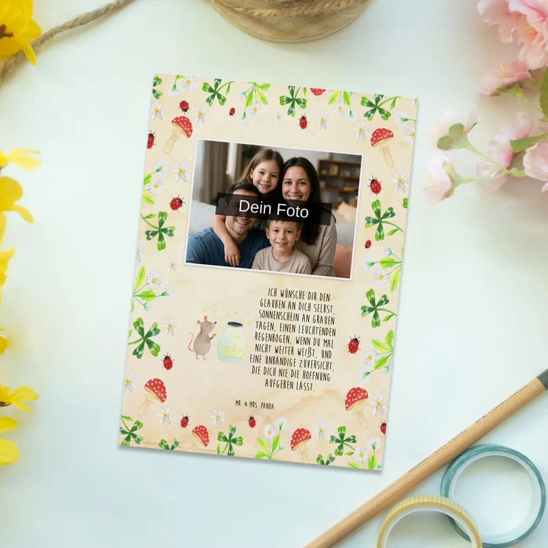 Personalisierte Foto Postkarte Maus Sterne