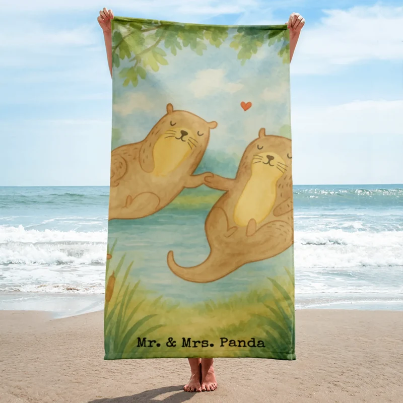 XL Badehandtuch Otter Hände halten Design